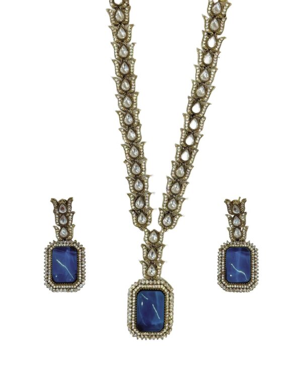 Elegant gold-toned Trishya Teal Necklace Set for women