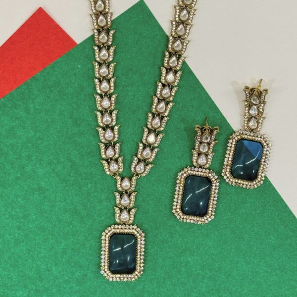 Elegant gold-toned Trishya Teal Necklace Set for women