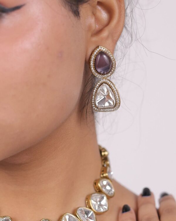 Amrapali Kundan Necklace with purple stone for women by Deetya Jewellery – bridal ethnic necklace set