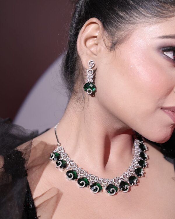 American Diamond Necklace Set – full set view