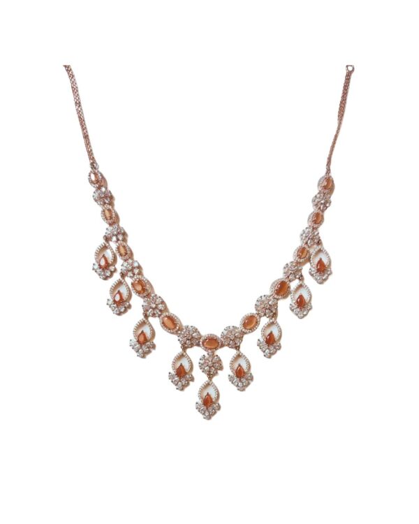 Deetya Ethereal Orange Bloom rose gold necklace and earring set