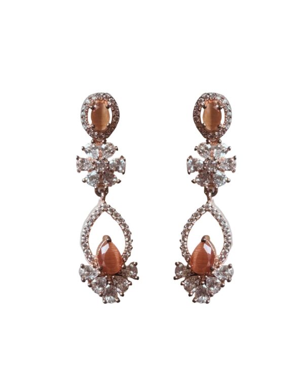 Deetya Ethereal Orange Bloom rose gold necklace and earring set