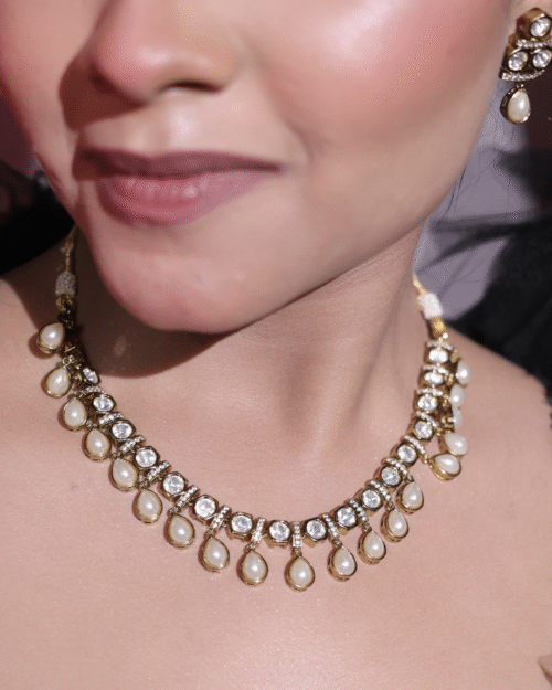Deetya Pavitra Noor Polki Pearl Set - Festive Jewellery for Women