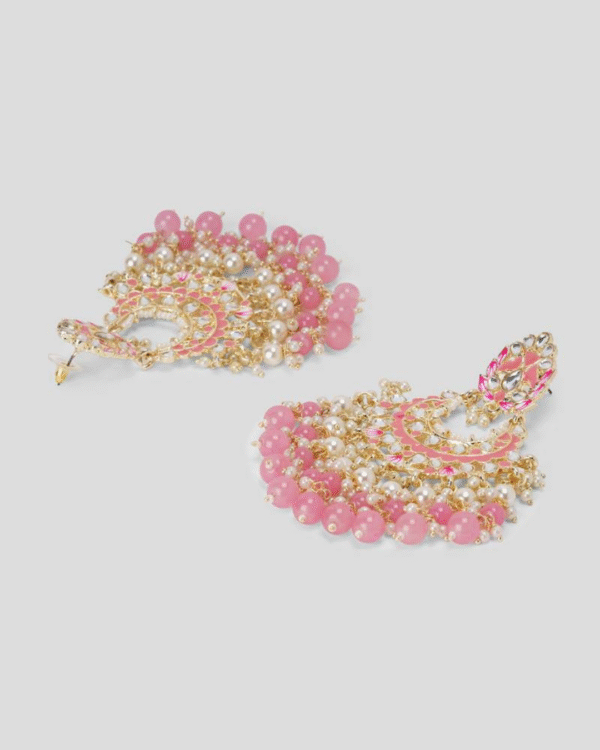 Petalika Pink Chandbali Earrings Deetya Jewellery