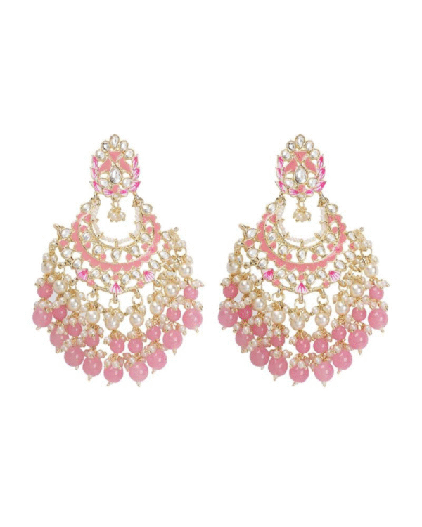 Petalika Pink Chandbali Earrings Deetya Jewellery