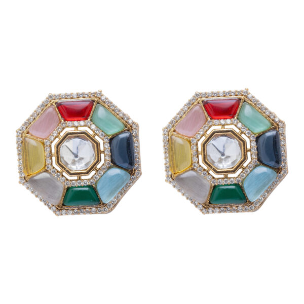 Rangana navratan hasli necklace set - Deetya Jewellery