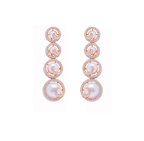 Pearl Spiral Radiance - AD Pearl Necklace Set | Deetya Jewellery
