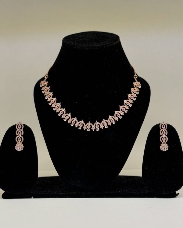 Sparkling Dome AD Rose Gold Set - Deetya Jewellery