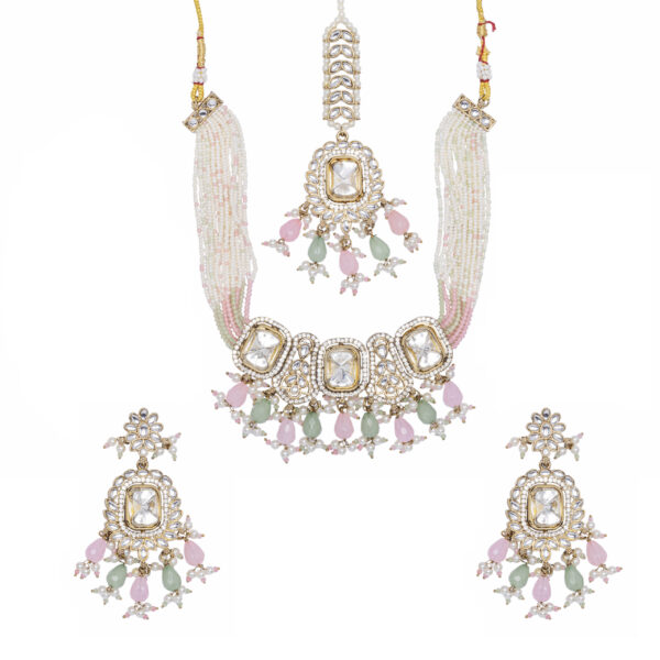 Jhanak Pastel Kundan Necklace Set - Deetya Jewellery