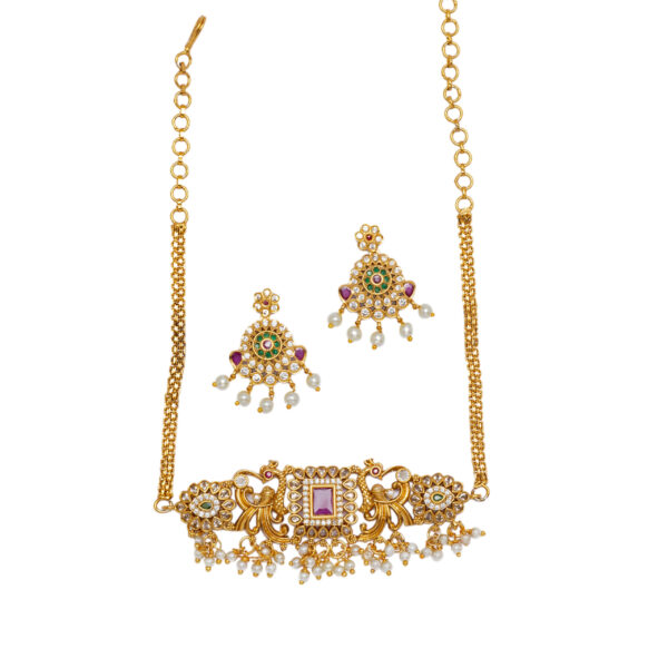 Yamini Triumph Peacock Necklace Set - Deetya Jewellery