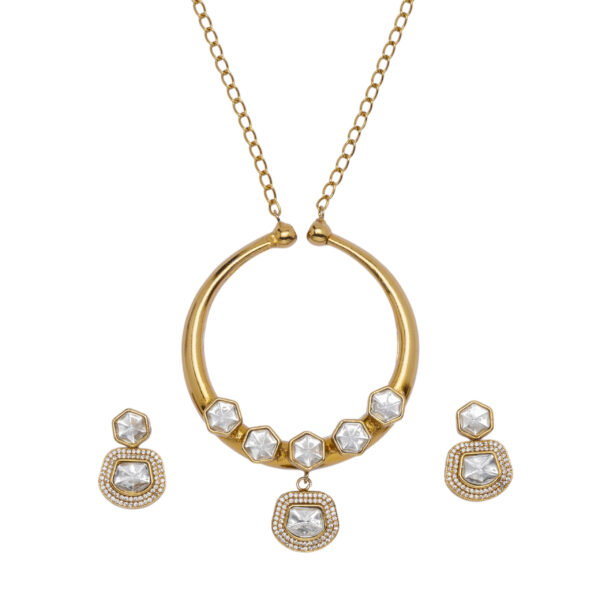 Haslika Polki Pendant Set - Deetya Jewellery