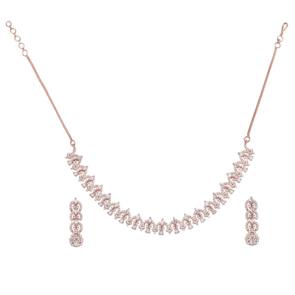 Sparkling Dome AD Rose Gold Set - Deetya Jewellery