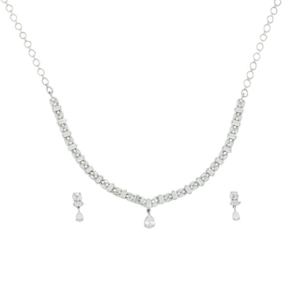 Crystal Cascade AD Teardrop Necklace Set - Deetya Jewellery