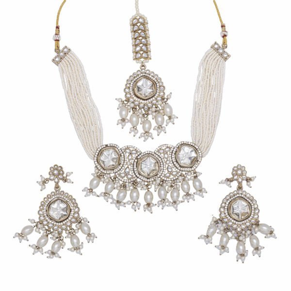 Lavanya Polki Pearl Choker Set - Deetya Jewellery