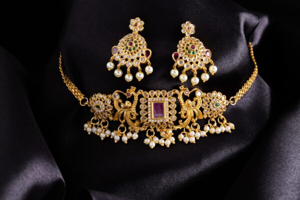 Yamini Triumph Peacock Necklace Set - Deetya Jewellery