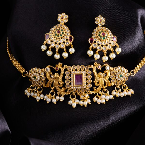 Yamini Triumph Peacock Necklace Set - Deetya Jewellery
