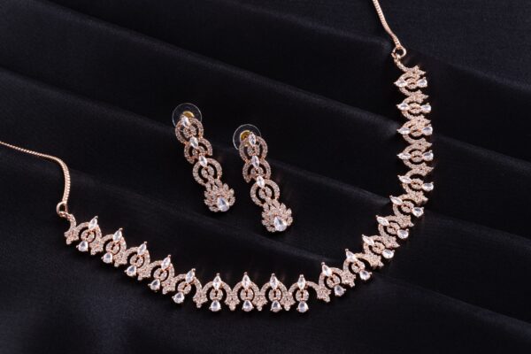 Sparkling Dome AD Rose Gold Set - Deetya Jewellery