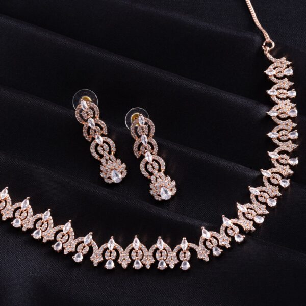 Sparkling Dome AD Rose Gold Set - Deetya Jewellery