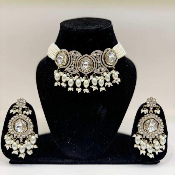 Lavanya Polki Pearl Choker Set - Deetya Jewellery